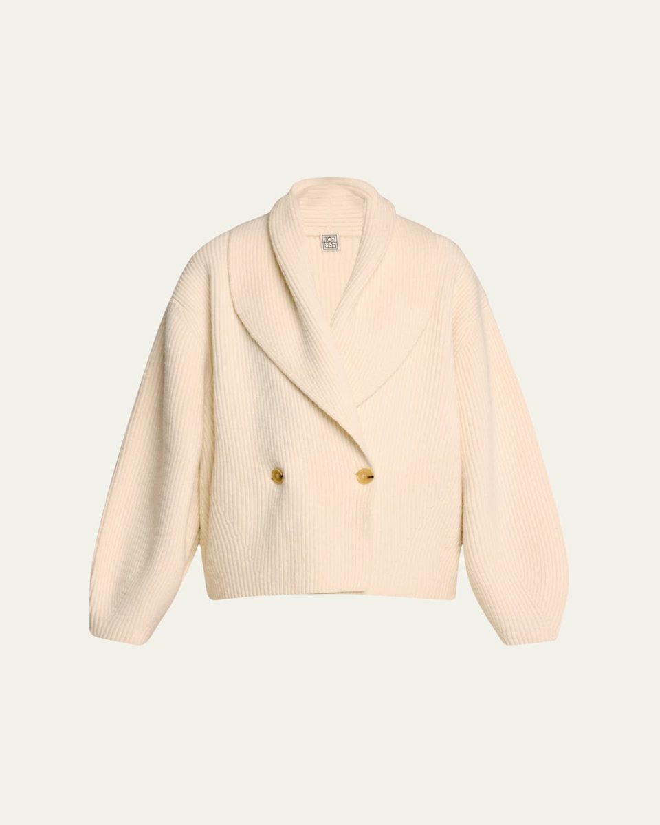 Oversized Shawl Double-Breasted Wool Cardigan